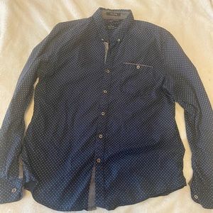 Denim and Flower Shirt Large Slim Fit